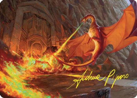 Image of Smaug's Fury Art Card (Gold-Stamped Signature) (ASHOB-018) - Art Series: The Hobbit