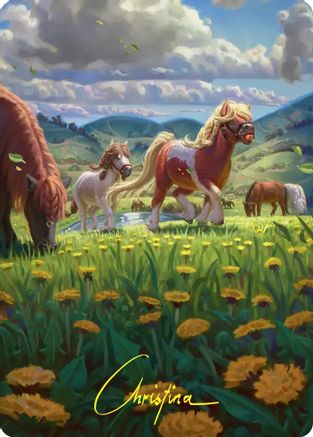 Image of Troop of Ponies Art Card (Gold-Stamped Signature) (ASHOB-001) - Art Series: The Hobbit