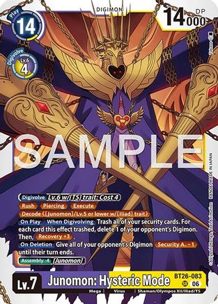 Image of Junomon: Hysteric Mode (BT26-083) - Timeless Bonds Foil