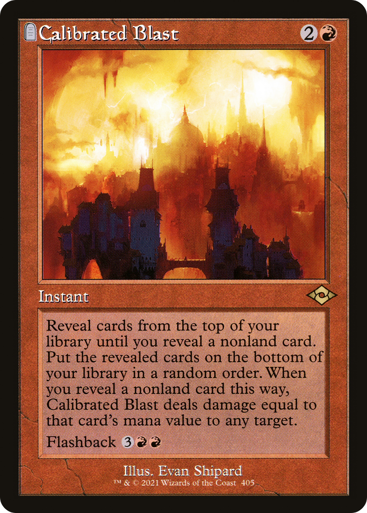Image of Calibrated Blast (Retro Frame) (MH2-405) - Modern Horizons 2: (tombstone) Etched Foil