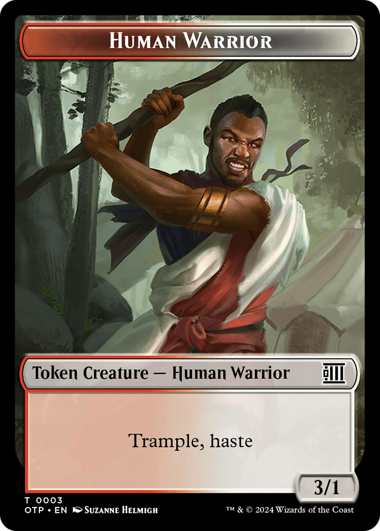 Image of Treasure // Human Warrior Double-Sided Token [Outlaws of Thunder Junction Tokens]