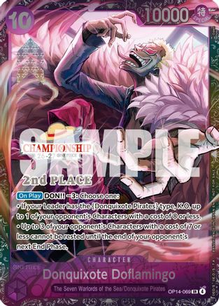 Image of Donquixote Doflamingo (CS 26-27 2nd Place Trophy Card) (OP14-069) - One Piece Promotion Cards Foil