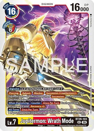 Image of Jupitermon: Wrath Mode (BT26-103) - Timeless Bonds Foil