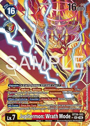 Image of Jupitermon: Wrath Mode (Alternate Art) (BT26-103) - Timeless Bonds Foil