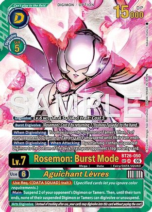 Image of Rosemon: Burst Mode // Aguichant Levres (SP) (BT26-050) - Timeless Bonds Foil