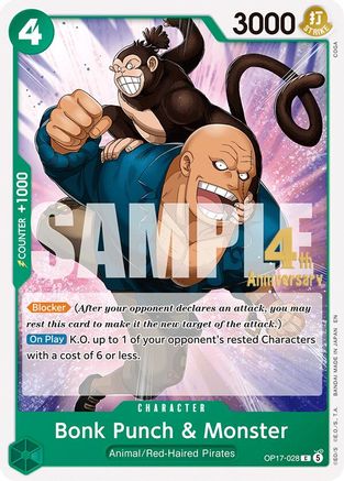 Image of Bonk Punch & Monster (OP17-028) - The World's Strongest Warriors Release Event Cards