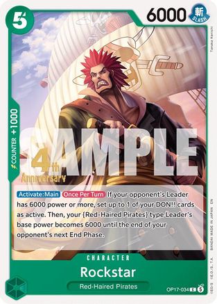 Image of Rockstar (OP17-034) - The World's Strongest Warriors Release Event Cards