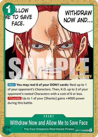 Image of Withdraw Now and Allow Me to Save Face (OP17-036) - The World's Strongest Warriors Release Event Cards