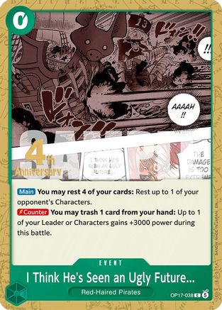 Image of I Think He's Seen an Ugly Future... (OP17-038) - The World's Strongest Warriors Release Event Cards