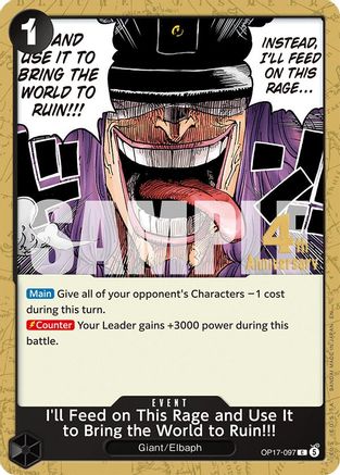 Image of I'll Feed on This Rage and Use It to Bring the World to Ruin!!! (OP17-097) - The World's Strongest Warriors Release Event Cards