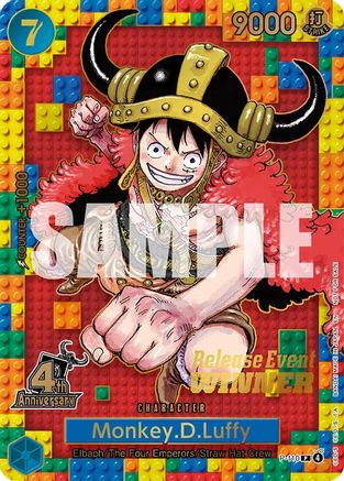 Image of Monkey.D.Luffy (4th Anniversary) (Winner) (P-110) - One Piece Promotion Cards Foil