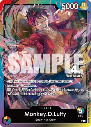 Image of Monkey.D.Luffy (4th Anniversary Leader Card) - One Piece Promotion Cards Foil