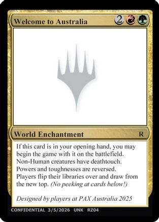 Image of Welcome to Australia (UNK-) - Un-Known Event Playtest Cards