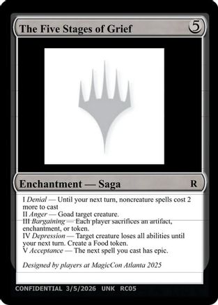 Image of The Five Stages of Grief (UNK-) - Un-Known Event Playtest Cards