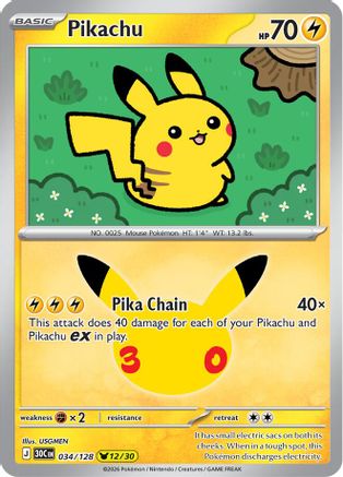 Image of Pikachu - 034/128 [ME 30th Celebration] - Holofoil