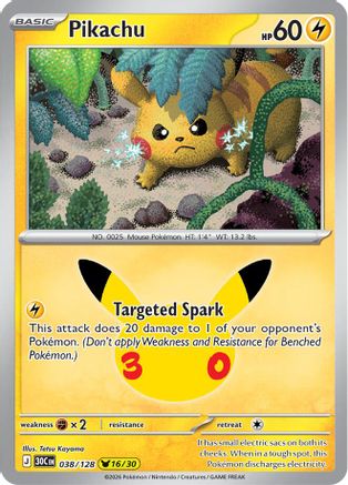 Image of Pikachu 038/128  - Holofoil ME 30th Celebration - None