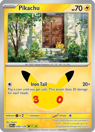Image of Pikachu 039/128  - Holofoil ME 30th Celebration - None
