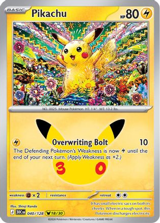Image of Pikachu - 040/128 [ME 30th Celebration] - Holofoil