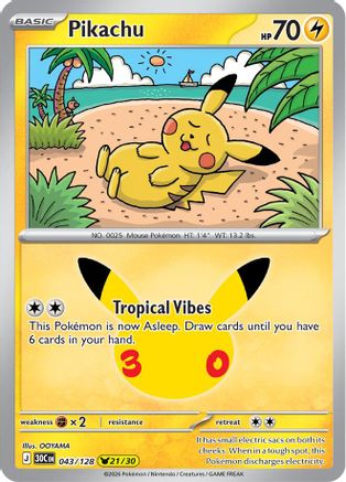Image of Pikachu 043/128  - Holofoil ME 30th Celebration - None