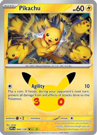 Image of Pikachu 044/128  - Holofoil ME 30th Celebration - None