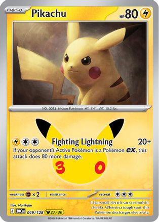 Image of Pikachu 049/128  - Holofoil ME 30th Celebration - None