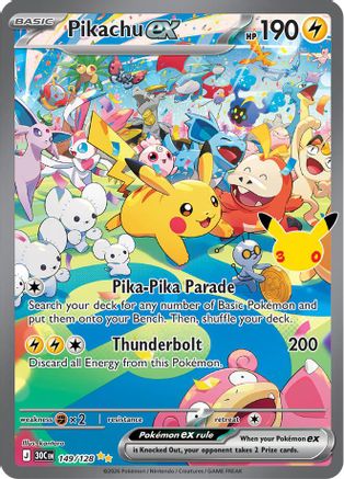 Image of Pikachu ex 149/128  - Holofoil ME 30th Celebration - Special Illustration Rare