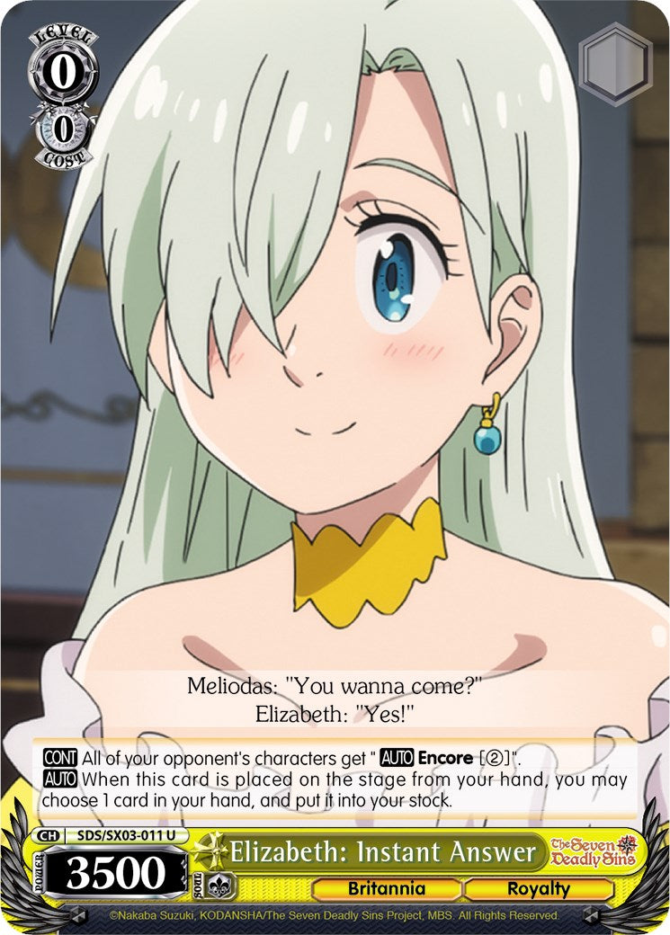 Image of Elizabeth: Instant Answer (SDS/SX03-011 U) [The Seven Deadly Sins]