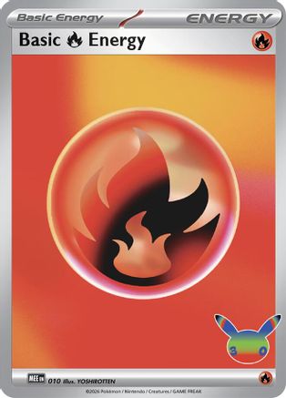 Image of Basic Fire Energy (30th Celebration) 010  - Holofoil MEE Mega Evolution Energies - Futuristic Rare