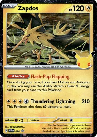 Image of Zapdos (30th Celebration) 098  - Holofoil ME Mega Evolution Promo - Promo