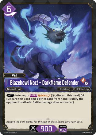 Image of Blazehowl Noct - Darkflame Defender (ETD02-017) - TD02 Dawn of Palpagos GreenPurple