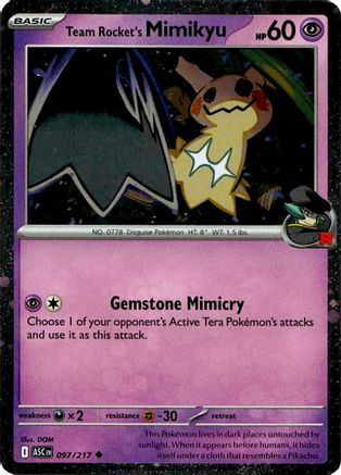 Image of Team Rocket's Mimikyu (Cosmos Holo) 097/217  - Holofoil Blister Exclusives - Uncommon