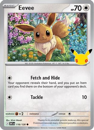 Image of Eevee 116/128  - Holofoil ME 30th Celebration - Common