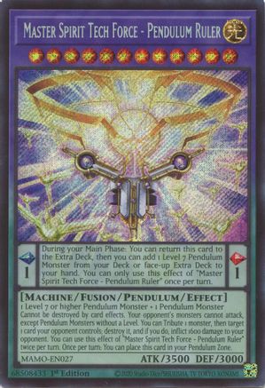 Image of Master Spirit Tech Force - Pendulum Ruler  (Secret Rare) (MAMO-EN027) - Magnificent Monsters 1st Edition