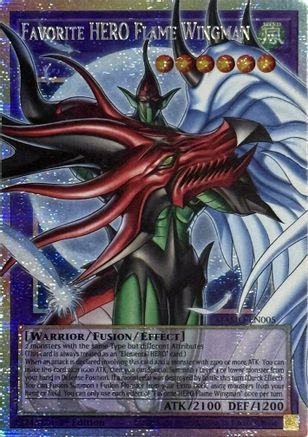 Image of Favorite HERO Flame Wingman (Starlight Rare) (Extended Art) (MAMO-EN005) - Magnificent Monsters 1st Edition