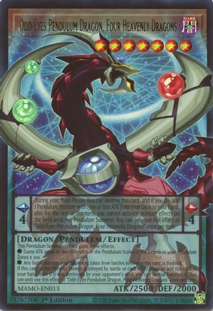 Image of Odd-Eyes Pendulum Dragon, Four Heavenly Dragons (Extended Art) (MAMO-EN013) - Magnificent Monsters 1st Edition