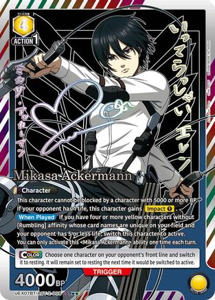 Image of Mikasa Ackermann (008) (SR**) (UEX07BT/AOT-2-008) - UEX07BT Attack on Titan Vol 2 Foil