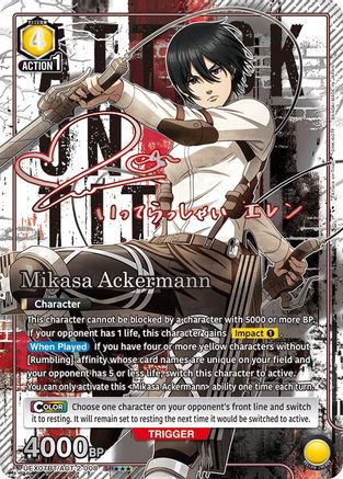 Image of Mikasa Ackermann (008) (SR***) (UEX07BT/AOT-2-008) - UEX07BT Attack on Titan Vol 2 Foil