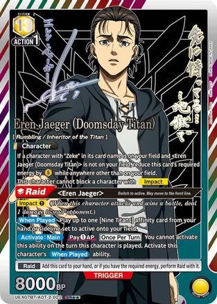Image of Eren Jaeger (Doomsday Titan) (SR**) (UEX07BT/AOT-2-022) - UEX07BT Attack on Titan Vol 2 Foil