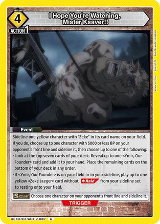 Image of I Hope You're Watching, Mister Ksaver!! (UEX07BT/AOT-2-032) - UEX07BT Attack on Titan Vol 2