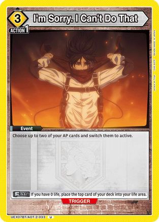 Image of I'm Sorry. I Can't Do That (UEX07BT/AOT-2-033) - UEX07BT Attack on Titan Vol 2
