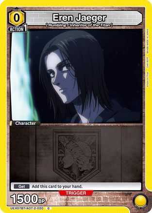 Image of Eren Jaeger (020) (Box Topper Foil) (UEX07BT/AOT-2-020) - UEX07BT Attack on Titan Vol 2 Foil
