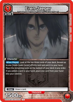 Image of Eren Jaeger (070) (Box Topper Foil) (UEX07BT/AOT-2-070) - UEX07BT Attack on Titan Vol 2 Foil