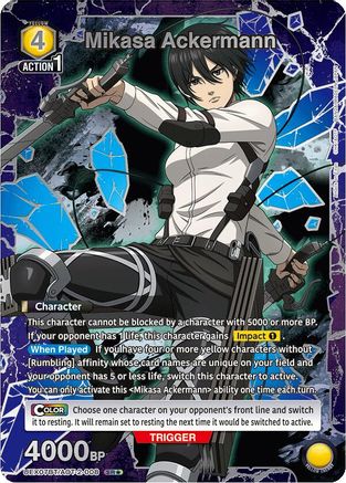 Image of Mikasa Ackermann (008) (Box Topper Silver Foil) (UEX07BT/AOT-2-008) - UEX07BT Attack on Titan Vol 2 Foil