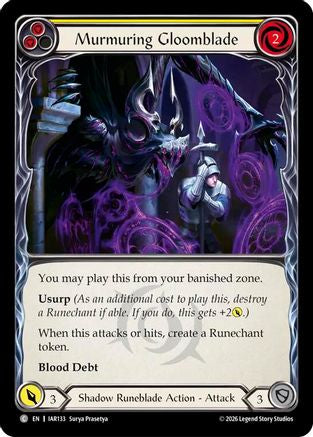 Image of Murmuring Gloomblade (Yellow) (IAR133) - Usurp the Shadow Throne Rainbow Foil