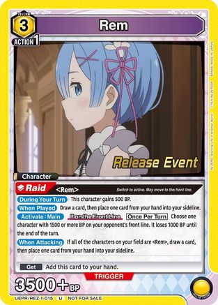 Image of Rem (015) (UEPR/REZ-1-015) - UE24BT ReZERO Starting Life in Another World Release Event Cards