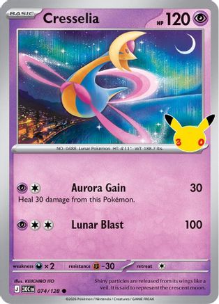 Image of Cresselia 074/128  - Holofoil ME 30th Celebration - Common