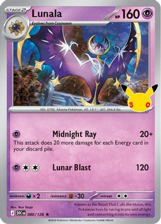 Image of Lunala 080/128  - Holofoil ME 30th Celebration - Rare