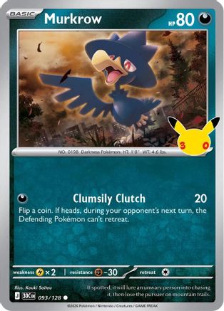 Image of Murkrow 093/128  - Holofoil ME 30th Celebration - Common