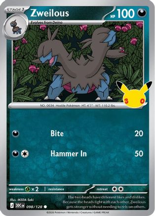 Image of Zweilous 098/128  - Holofoil ME 30th Celebration - Common