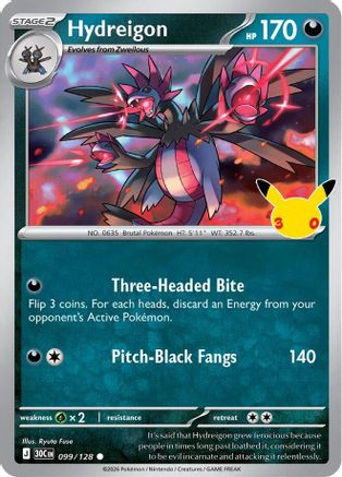 Image of Hydreigon 099/128  - Holofoil ME 30th Celebration - Common